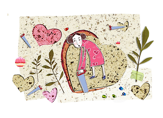 PSD 여자 일러스트 청소년 나뭇잎 사랑 한명 사람 10대 하트 만들기 콜라주 톱 여자만 여자한명만 십대만 십대여자만 십대여자한명만 국내일러스트 모양 1 감정 잎 모션 공구 파일형식