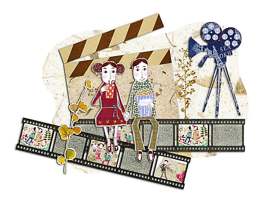 PSD 커플 여자 남자 음료 데이트 일러스트 사랑 사람 소년 두명 카메라 영화관 필름 영화 콜라 콜라주 팝콘 무비데이 국내일러스트 감정 어린이 관계 데이이벤트 문화예술 전자제품 극장 탄산음료 파일형식