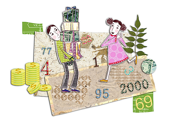 PSD 커플 여자 남자 지폐 돈 일러스트 나뭇잎 선물 사랑 사람 소년 두명 상자 숫자 동전 콜라주 머니데이 허그데이 국내일러스트 문자 감정 어린이 잎 관계 데이이벤트 재산 파일형식