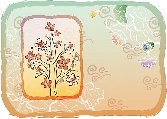 EPS 식물 구름 전통 꽃 백그라운드 무늬 일러스트 새해 연꽃 사람없음 전통문양 벚꽃 연하장 국내일러스트 자연요소 문양 카드_감사 파일형식 벡터