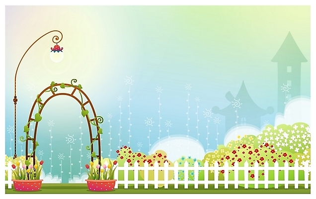 EPS 사계절 계절 공원 공공시설 꽃 화분 백그라운드 가로등 일러스트 자연 출입구 풍경 사람없음 야외 울타리 정원 봄 튤립 도시 식물원 봄배경 국내일러스트 식물 담장 시설 생태계 파일형식 벡터