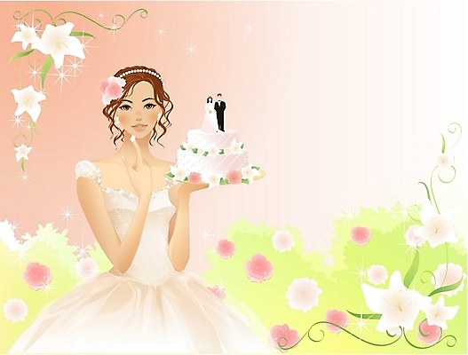 EPS 여자 꽃 신부 결혼 일러스트 한명 사람 이벤트 20대 성인 장식 케이크 웨딩케이크 약혼 신랑신부인형 여자만 여자한명만 성인여자만 청년만 청년여자만 성인한명만 청년여자한명만 성인여자한명만 성인만 국내일러스트 식물 1 인형 디저트 청년 약속 파일형식 벡터
