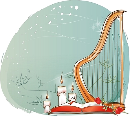 EPS 꽃 기독교 종교 악기 음악 일러스트 초 현악기 사람없음 장미 성경 오브젝트 하프 국내일러스트 식물 종교용품 문화예술 파일형식 벡터