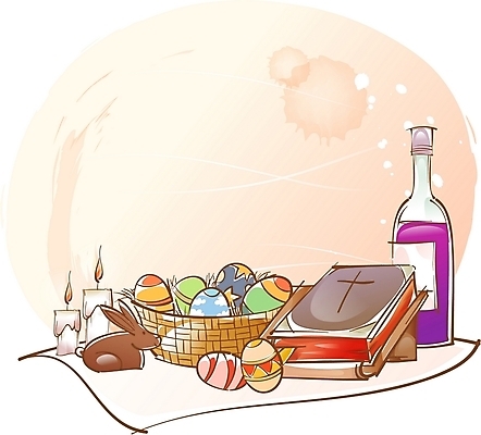 EPS 기념일 기독교 종교 일러스트 초 종교용품 부활절 기독교용품 사람없음 바구니 와인 초콜릿 계란 성경 토끼 오브젝트 국내일러스트 포유류 디저트 주류 이벤트 반려동물 알 파일형식 벡터