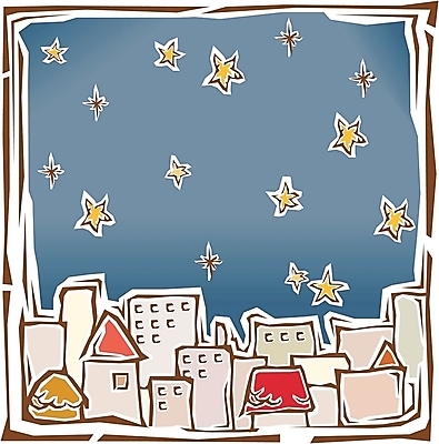 EPS 클립아트 별 기독교 종교 일러스트 밤하늘 천사 풍경 빌딩 사람없음 야외 건물 도장 마을 야간 판화 가상인물 국내일러스트 자연요소 건축물 상상 하늘 미술 파일형식 벡터