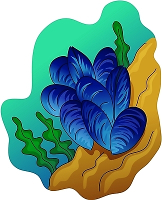 EPS 클립아트 동물 한마리 야생동물 일러스트 연체동물 어류 사람없음 바닷속 홍합 미역 국내일러스트 1 어패류 무척추동물 수중 수중동물 해조류 파일형식 벡터