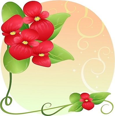 EPS 클립아트 식물 꽃 줄기 컬러 백그라운드 잎 일러스트 자연 사람없음 빨간색 베고니아 국내일러스트 생태계 파일형식 벡터