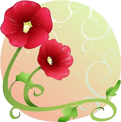 EPS 클립아트 식물 꽃 줄기 컬러 백그라운드 일러스트 여름꽃 자연 사람없음 빨간색 접시꽃 국내일러스트 생태계 파일형식 벡터 여름_계절