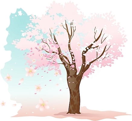 EPS 주간 클립아트 나무 식물 일러스트 한그루 사람없음 야외 벚나무 떨어짐 흩날리기 국내일러스트 자연요소 1 컨셉 모션 벚꽃 파일형식 벡터
