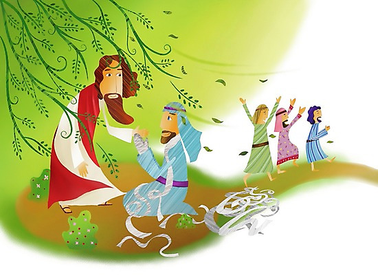 PSD 나무 캐릭터 남자 기독교 종교 길 일러스트 이야기 사람 여러명 야외 치료 성경 예수 기적 문둥병 치유 회복 남자만 국내일러스트 일러캐릭터 식물 다수 컨셉 종교용품 의학 신_종교 파일형식