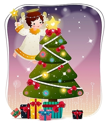 EPS 캐릭터 기념일 별 리본 기독교 크리스마스 일러스트 상상 천사 조명 선물 장식 상자 크리스마스트리 크리스마스캐릭터 가상인물 일러캐릭터 자연요소 종교 이벤트 파일형식 벡터