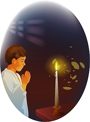 EPS 남자 기독교 종교 초등학생 어린이 일러스트 촛불 한명 사람 소년 믿음 기도 촛대 신앙심 남자만 남자한명만 어린이만 소년만 소년한명만 국내일러스트 1 학생 감정 초 파일형식 벡터