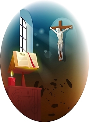 EPS 기독교 종교 십자가 일러스트 촛불 종교용품 창문 기독교용품 야외 빛 교회 믿음 성경 예수 신앙심 국내일러스트 감정 초 종교건축 건물 신_종교 파일형식 벡터