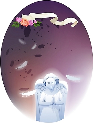 EPS 꽃 기독교 종교 일러스트 천사 사람없음 빛 장미 믿음 기도 깃털 신앙심 가상인물 국내일러스트 식물 감정 상상 파일형식 벡터