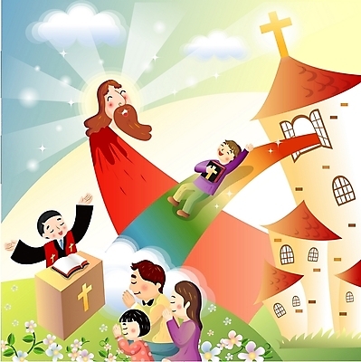 EPS 주간 여자 남자 기독교 종교 십자가 일러스트 창문 가족 지붕 주택 사람 소년 여러명 야외 교회 성경 예수 목사 국내일러스트 자연요소 어린이 다수 종교용품 관계 종교건축 건물 신_종교 성직자 파일형식 벡터