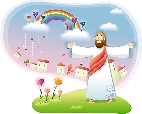 EPS 주간 나무 구름 남자 꽃 기독교 종교 무지개 일러스트 사랑 한명 사람 20대 성인 야외 건물 마을 하트 예수 남자만 남자한명만 성인남자만 청년만 청년남자만 청년남자한명만 성인한명만 성인남자한명만 성인만 국내일러스트 자연요소 모양 식물 1 건축물 감정 청년 신_종교 파일형식 벡터