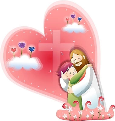 EPS 구름 여자 남자 꽃 기독교 종교 어린이 십자가 꽃밭 일러스트 포옹 사랑 사람 소년 두명 하트 예수 국내일러스트 자연요소 모양 식물 감정 안기 신_종교 파일형식 벡터