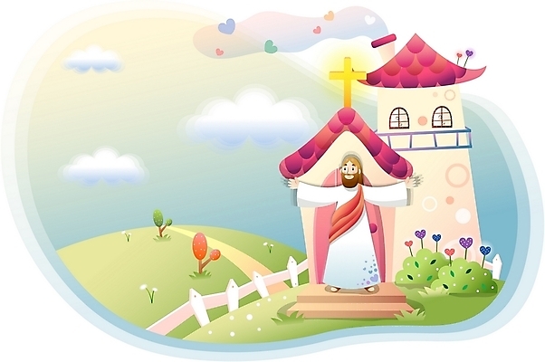 EPS 주간 나무 구름 남자 기독교 종교 길 십자가 일러스트 하늘 사랑 한명 사람 20대 성인 야외 건물 울타리 교회 하트 예수 언덕 남자만 남자한명만 성인남자만 청년만 청년남자만 청년남자한명만 성인한명만 성인남자한명만 성인만 국내일러스트 자연요소 모양 식물 1 건축물 감정 종교건축 청년 담장 신_종교 파일형식 벡터