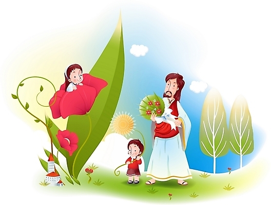 EPS 주간 나무 구름 여자 남자 꽃 기독교 종교 어린이 꽃다발 잎 일러스트 자연 하늘 사랑 사람 소녀 잔디 야외 세명 하트 예수 하나님 신 국내일러스트 자연요소 모양 식물 감정 신_종교 생태계 파일형식 벡터