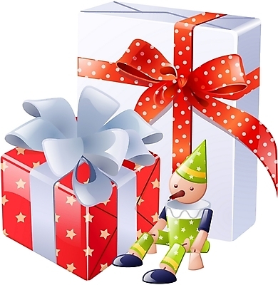 EPS 리본 인형 일러스트 선물 이벤트 사람없음 오브젝트 피노키오 국내일러스트 동화 파일형식 벡터
