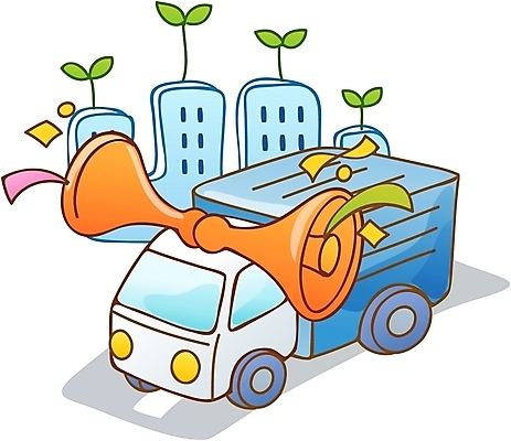 EPS 아이콘 산업 육상교통 큐티아이콘 사람없음 새싹 스피커 확성기 트럭 운송업 선거 알림 홍보차량 2D아이콘 식물 교통수단 음향기기 자동차 민주주의 파일형식 벡터