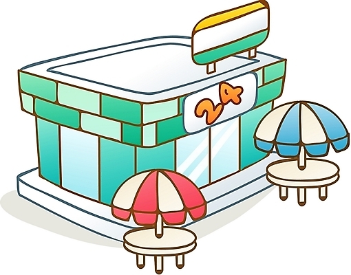 EPS 아이콘 시설물 현대건축 건축 큐티아이콘 사람없음 건물 상점 파라솔 편의점 2D아이콘 건축물 파일형식 벡터