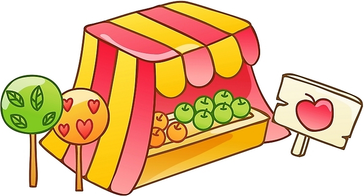 EPS 나무 식물 아이콘 과일 큐티아이콘 사람없음 건물 상점 팻말 표지판 사과 과일가게 2D아이콘 건축물 프레임 알림판 파일형식 벡터