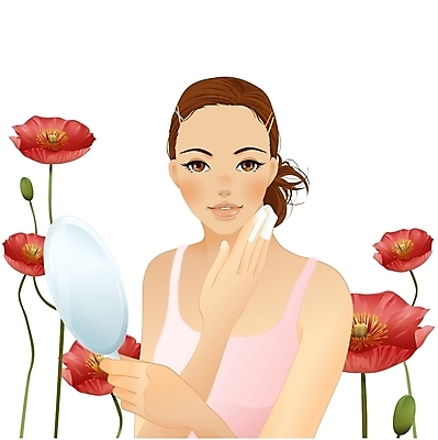 EPS 우먼라이프 여자 꽃 일러스트 한명 미소 사람 20대 성인 뷰티 거울 기초화장 화장솜 여자만 여자한명만 성인여자만 청년만 청년여자만 성인한명만 청년여자한명만 성인여자한명만 성인만 국내일러스트 식물 1 라이프스타일 표정 청년 화장 화장용품 파일형식 벡터