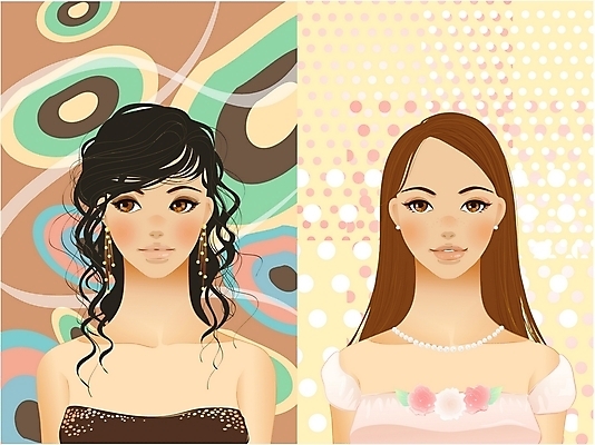 EPS 우먼라이프 헤어스타일 여자 일러스트 사람 두명 화장 뷰티 섹시 청순 여자만 국내일러스트 라이프스타일 컨셉 파일형식 벡터