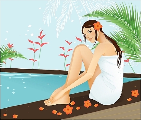 EPS 우먼라이프 웰빙 여자 꽃잎 일러스트 휴식 한명 사람 20대 성인 뷰티 스파 열대식물 열대꽃 여자만 여자한명만 성인여자만 청년만 청년여자만 성인한명만 청년여자한명만 성인여자한명만 성인만 국내일러스트 식물 1 라이프스타일 꽃 컨셉 청년 파일형식 벡터