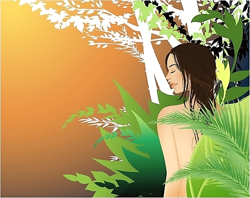 EPS 식물 우먼라이프 여자 일러스트 한명 사람 20대 뷰티 누드 여자만 여자한명만 성인여자만 청년만 청년여자만 성인한명만 청년여자한명만 성인여자한명만 성인만 국내일러스트 1 라이프스타일 청년 파일형식 벡터