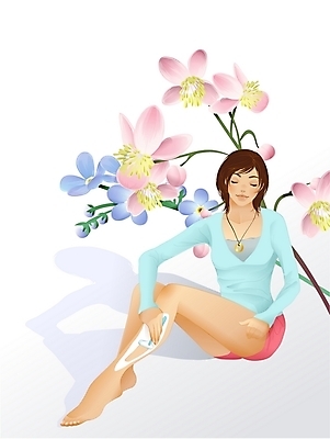 EPS 우먼라이프 여자 꽃 일러스트 한명 사람 20대 성인 뷰티 다리 여성용 면도기 다리제모 제모 여자만 여자한명만 성인여자만 청년만 청년여자만 성인한명만 청년여자한명만 성인여자한명만 성인만 국내일러스트 식물 1 라이프스타일 청년 신체부위 위생용품 파일형식 벡터