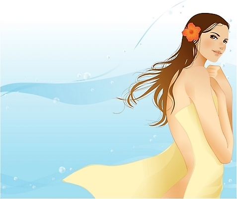 EPS 우먼라이프 여자 꽃 일러스트 휴식 한명 미소 사람 20대 성인 수건 뷰티 스파 목욕 세미누드 목욕타월 여자만 여자한명만 성인여자만 청년만 청년여자만 성인한명만 청년여자한명만 성인여자한명만 성인만 국내일러스트 식물 1 라이프스타일 컨셉 표정 청년 위생용품 청결 누드 파일형식 벡터