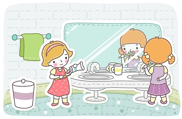 EPS 라이프스타일 여학생 여자 어린이교육 교육 남자 초등학생 어린이 남학생 일러스트 교육캐릭터 실내 사람 소녀 소년 라이프 세명 친구 수건 스쿨라이프 거울 양치 쓰레기통 칫솔 물컵 세면대 치약 바른생활 어린이만 국내일러스트 일러캐릭터 캐릭터 학생 학교 관계 내부 생활 컵 위생용품 청결 파일형식 벡터