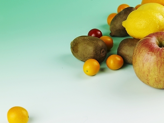 포토 컬러 다수 농업 과일 귤 실내 파일형식 음식 신선 키위 채소 금귤 식물 농작물 사람없음 스튜디오촬영 JPG 노란색 빨간색 주황색 여러개 국내포토 사과