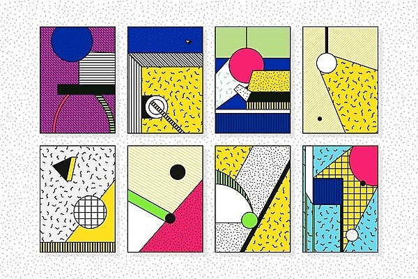 EPS 해외이미지 디자인 패턴 일러스트 추상 미술 사람없음 세트 팝아트 기하학 멤피스디자인 해외202004 해외일러스트 무늬 문화예술 그림 파일형식 벡터