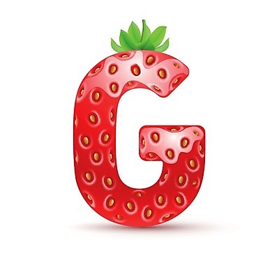 EPS 해외이미지 모양 알파벳 일러스트 텍스트 딸기 대문자 사람없음 빨간색 G 맛있는 해외202004 해외일러스트 영어 컬러 과일 파일형식 벡터