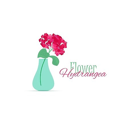 EPS 해외이미지 분홍색 잎 일러스트 사람없음 꽃병 흰배경 수국 해외일러스트 식물 꽃 컬러 백그라운드 흰색 파일형식 벡터