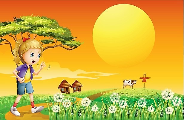 EPS 해외이미지 나무 식물 동물 여자 어린이 잎 밭 채소 일러스트 자연 하늘 한명 사람 야외 농작물 농가 농장 농경지 소 농부 오두막 그림 외양간 밭일 소녀한명만 해외202004 해외일러스트 직업 1 농업 포유류 생태계 여자한명만 소녀만 파일형식 벡터