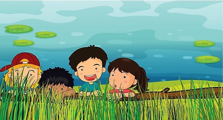 EPS 해외이미지 식물 모자 여자 남자 얼굴 어린이 일러스트 자연 놀이 미소 풍경 소년 그래픽 초록색 물 파란색 친구 컬러풀 관찰 연못 백합 만화 엿보기 그림 장면 충격 숨기 스파이 해외202004 해외일러스트 자연요소 잡화 꽃 컬러 관계 모션 표정 사람 신체부위 생태계 파일형식 벡터