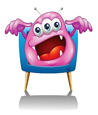 EPS 해외이미지 캐릭터 분홍색 일러스트 서기 사람없음 스크린 텔레비전 몬스터 해외202004 해외일러스트 일러캐릭터 컬러 모션 전자제품 파일형식 벡터