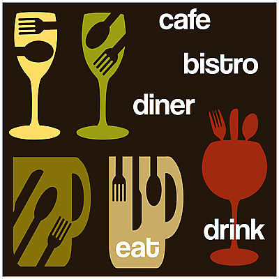 EPS 해외이미지 식기 실루엣 커피 음료 음식 포크 컨셉 일러스트 유리 따뜻함 세트 갈색 요식업 식당 와인 식사 카페 머그컵 마시기 칼 은색 자르기 먹기 해외202004 해외일러스트 산업 컬러 모션 재질 주류 촬영기법 컵 상점 파일형식 벡터