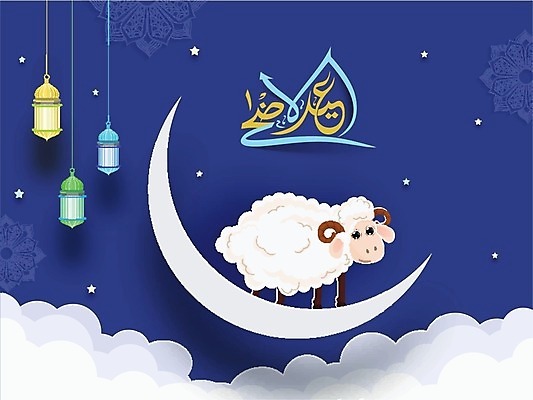 EPS 해외이미지 전통 디자인 배너 포스터 별 종교 문화 일러스트 캘리그라피 휴가 사람 컬러풀 보라색 축제 달 축하 양 초승달 이슬람교 모스크 커뮤니티 소원 마스지드 해외202004 해외일러스트 자연요소 컬러 컨셉 포유류 파일형식 벡터