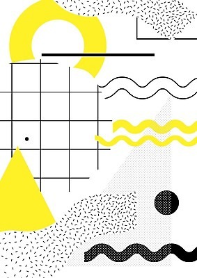 EPS 해외이미지 모양 디자인 포스터 선 백그라운드 패턴 일러스트 추상 사람없음 그래픽 장식 노란색 검은색 흰색 점 원형 기하학 팝 멤피스디자인 해외202004 해외일러스트 도형 컬러 무늬 파일형식 벡터