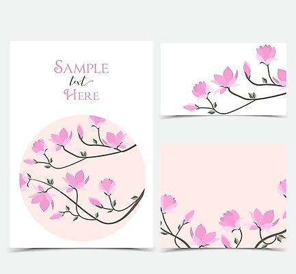 EPS 해외이미지 꽃 일러스트 프레임 사람없음 봄 낭만 나뭇가지 목련 꽃프레임 프레임일러스트 해외202004 해외일러스트 나무 식물 계절 컨셉 파일형식 벡터