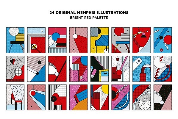 EPS 해외이미지 디자인 패턴 일러스트 추상 미술 사람없음 세트 팝아트 기하학 멤피스디자인 해외202004 해외일러스트 무늬 문화예술 그림 파일형식 벡터