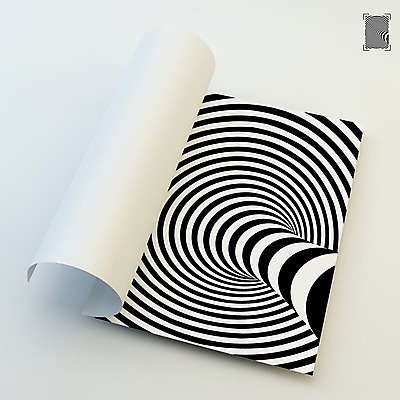 EPS 해외이미지 템플릿 디자인 종이 패턴 일러스트 모션 흑백 사람없음 장식 책 3D 검은색 공백 흰색 웨이브 레이아웃 회전 시트 목업 해외202004 해외일러스트 컬러 무늬 촬영기법 디지털합성 파일형식 벡터