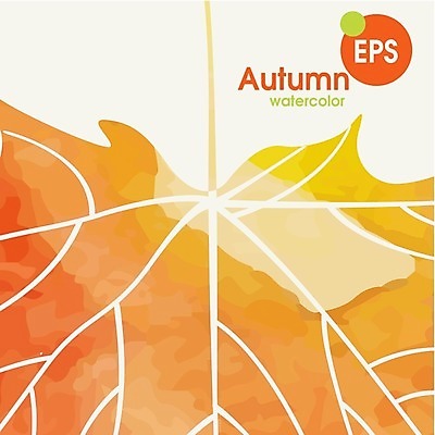 EPS 해외이미지 식물 백그라운드 단풍 잎 일러스트 자연 수채화 사람없음 빨간색 초록색 노란색 가을 밤 해외202004 해외일러스트 계절 컬러 견과류 생태계 파일형식 벡터