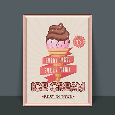 EPS 해외이미지 리본 음식 일러스트 아이스크림 디저트 사람없음 파티 축하카드 생일카드 맛있는 해외202004 해외일러스트 카드_감사 이벤트 파일형식 벡터