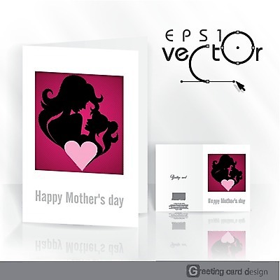 EPS 해외이미지 행복 실루엣 분홍색 일러스트 가족 사랑 사람없음 하트 축하 엽서 어머니의날 해외202004 해외일러스트 모양 기념일 감정 컬러 컨셉 관계 촬영기법 편지 미국문화 파일형식 벡터